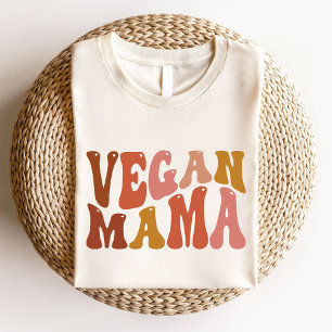 Camiseta Vegan Mama Retro Groovy Vegetarian mãe