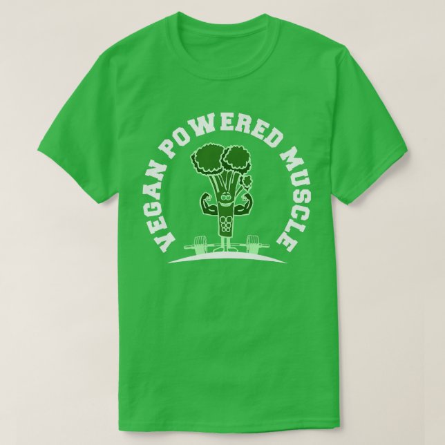 Camiseta Vegan Power Vegetarian Broccoli Bodbuilding (Frente do Design)