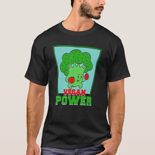 Camiseta Vegan Power Vegetarian Veggies Boxing Fight Brocco (Frente)