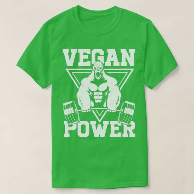 Camiseta Vegan Power Workout Muscle Gorilla Bodybuilding 3 (Frente do Design)