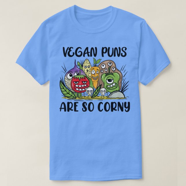 Camiseta Vegan Puns É Tão Corny Vegan Comida Saudável (Frente do Design)