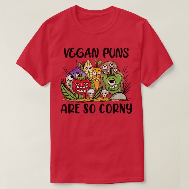 Camiseta Vegan Puns É Tão Corny Vegan Comida Saudável (Frente do Design)