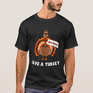 Camiseta Vegan Salve A Turquia Coma Pizza Ação de Graças