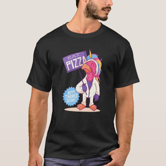 Camiseta Vegan Turkey Pizza Thankand, Unicorn Costume (Frente)