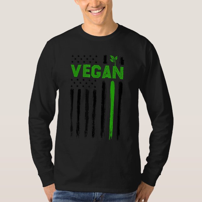 Camiseta Vegan USA American Flag Vegetarian Farming Vegan 4 (Frente)