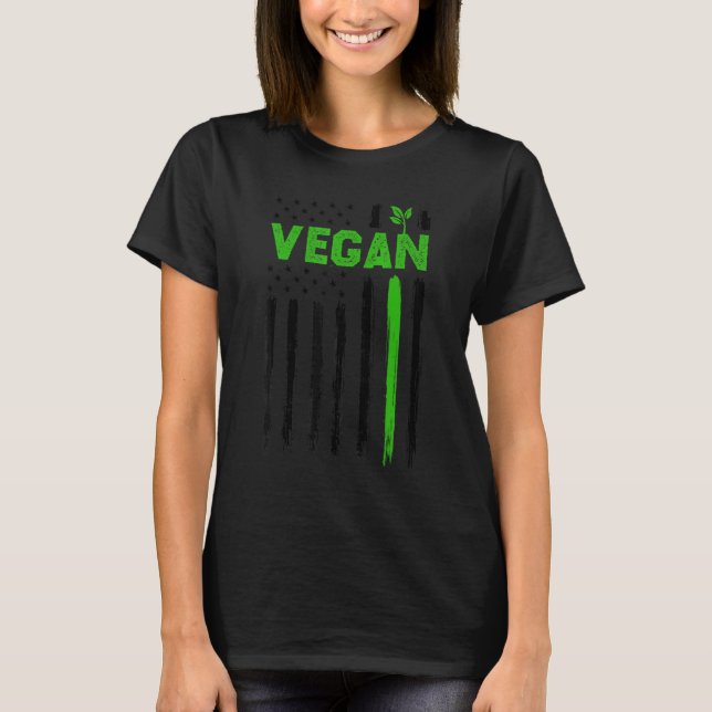 Camiseta Vegan USA American Flag Vegetarian Farming Vegan 4 (Frente)
