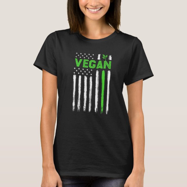 Camiseta Vegan USA American Flag Vegetarian Farming Vegan 4 (Frente)