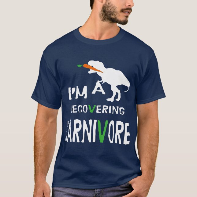 Camiseta Vegan Vegetarian recuperando engraçado Carnivore (Frente)