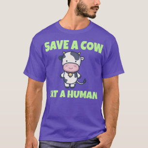 Camiseta VEGAN VEGETARIAN Salve uma Vaca comendo um humano