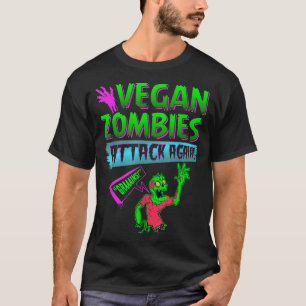 Camiseta Vegan Zombies Ataca Novamente, Engraçado Alvo Vege