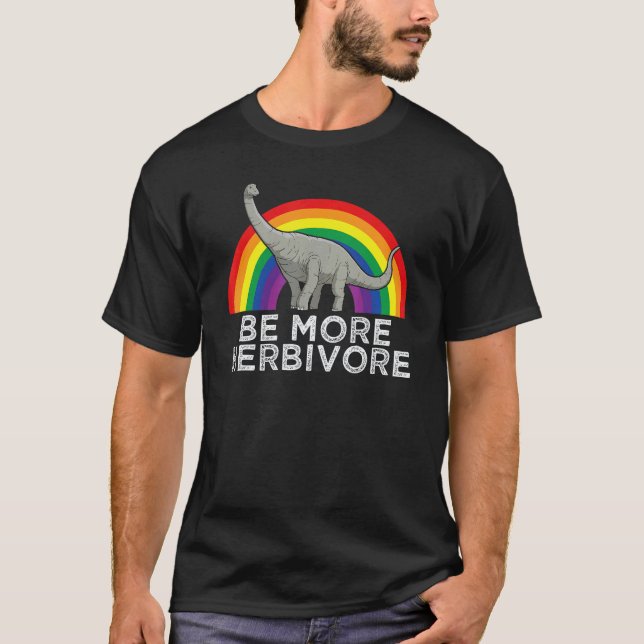 Camiseta Veganismo Diplodocus Ser Mais Herbívoro Arco-íris  (Frente)