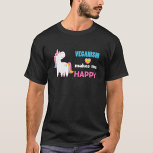 Camiseta Veganismo me faz feliz diz ideia de Unicórnio
