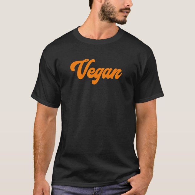 Camiseta Vegano - Laranja Retro E À Base De Plantas (Frente)