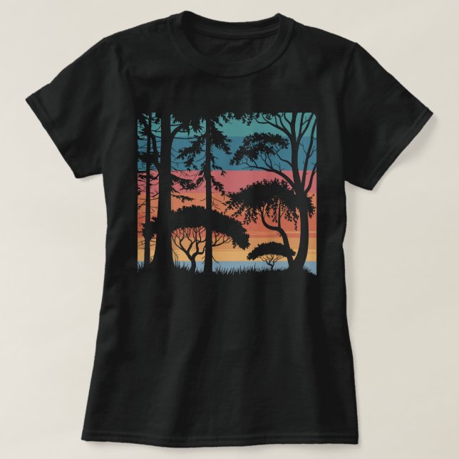 Camiseta vegetação selvagem retro florestas solares ao ar l (Frente do Design)