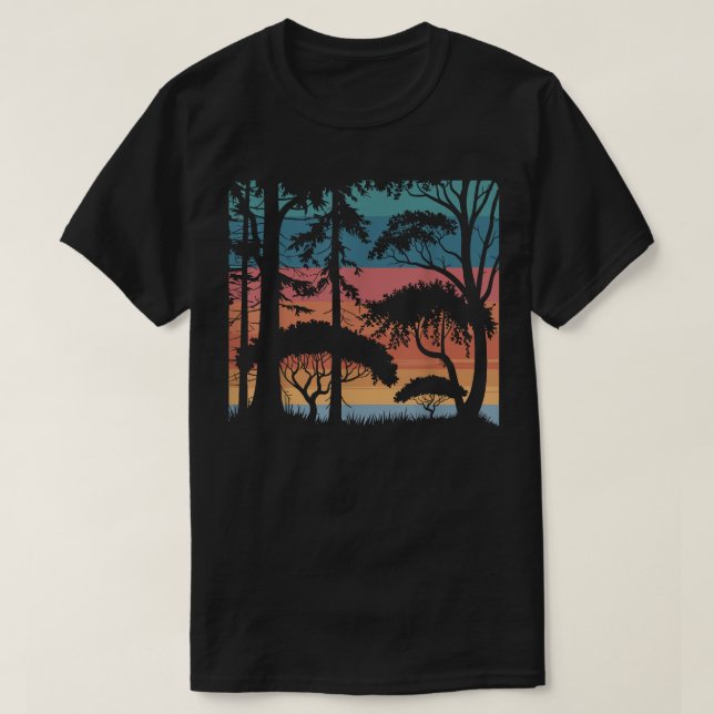 Camiseta vegetação selvagem retro florestas solares ao ar l (Frente do Design)