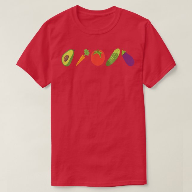 Camiseta Vegetais Avocado Carrot Tomato Pepino (Frente do Design)