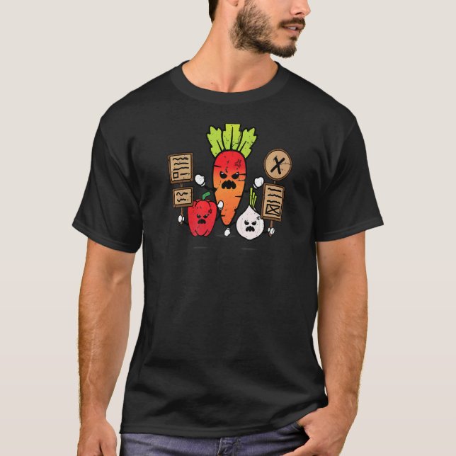 Camiseta Vegetais e Frutas protestam contra veganos (Frente)