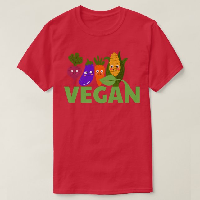 Camiseta Vegetais Kawaii - Dieta Vegetal Baseada em Vegetai (Frente do Design)