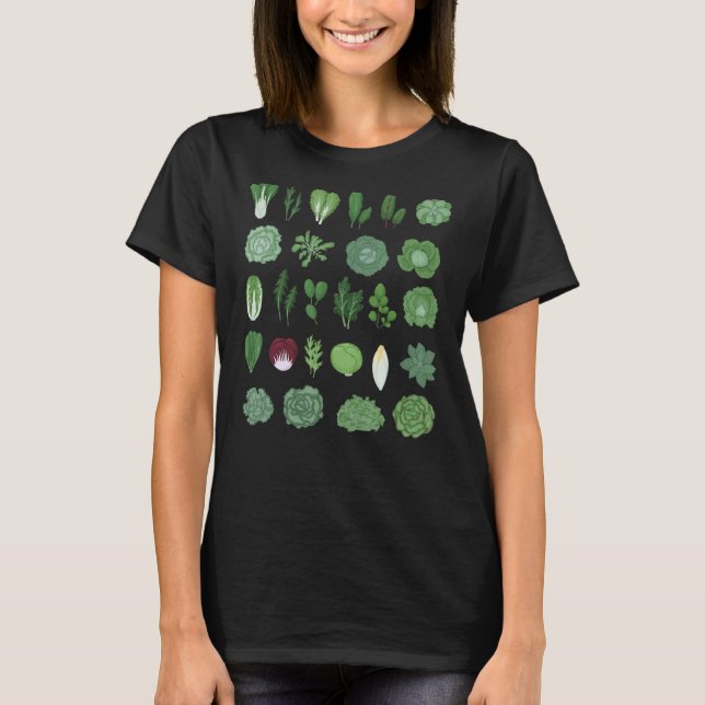 Camiseta Vegetais Verdes Engraçados Salada Saudável Comida  (Frente)
