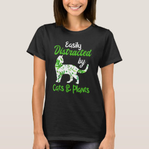 Camiseta Vegetal Gato Facilmente Distraído Por Gatos E Plan