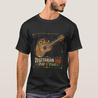Camiseta Vegetarian Day Play It Plant Vegetable Guitar Musi