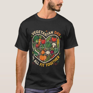 Camiseta Vegetarian Day Veggie Club Eat More Plants Retro V