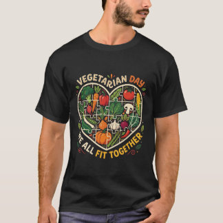 Camiseta Vegetarian Day We All Fit Together Vegetable Puzzl