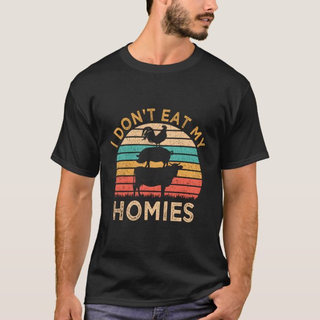 Camiseta Vegetariano Eu Não Como Minha Casa Vegan (Frente)