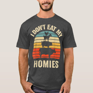 Camiseta Vegetariano Eu não como minha casa Vintage Retro V