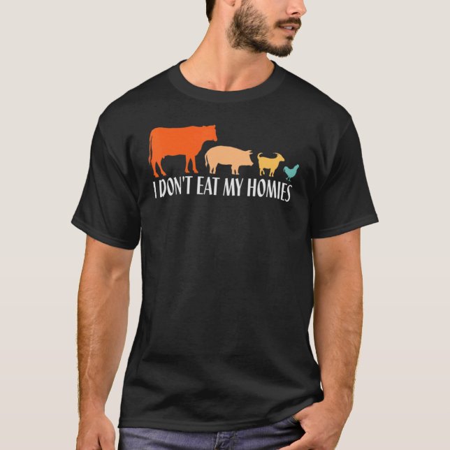 Camiseta Vegetariano Não Como Minhas Casas, Engraçado Reito (Frente)
