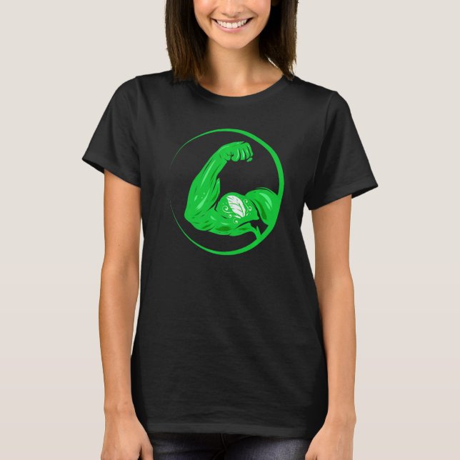 Camiseta Vegetariano Verde e Saudável Bodybuilder Que é Veg (Frente)