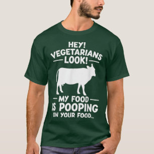 Camiseta Vegetarianos! Minha comida está vomitando na sua c