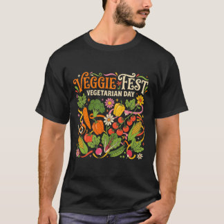 Camiseta Veggie Fest Vegetarian Day Colorful Vegetable Gard