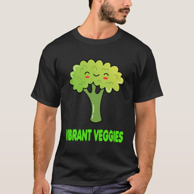 Camiseta Veggies Cute Engraçado Broccoli Designs Vegan (Frente)