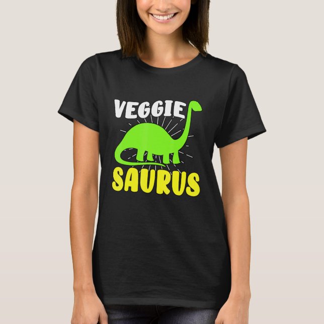 Camiseta Veggiesaurus Dino Vegetarian No Meat Plant Based D (Frente)