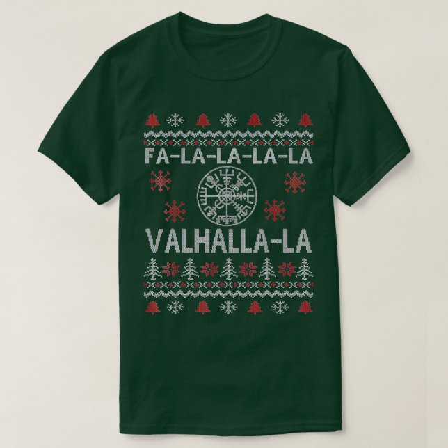 Camiseta Vegvisir Compas Valhalla Ugly Christmas Viking (Frente do Design)