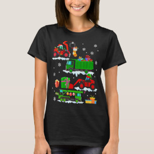 Camiseta Veículo de construção Caminhões Vermelhos de Natal