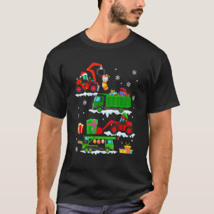Camiseta Veículo de construção Caminhões Vermelhos de Natal