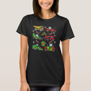 Camiseta Veículo de construção Caminhões Vermelhos de Natal