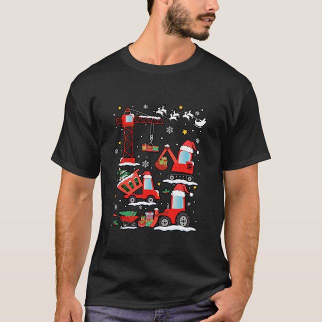 Camiseta Veículo de Construção de Natal - Caminhão Engraçad (Frente)