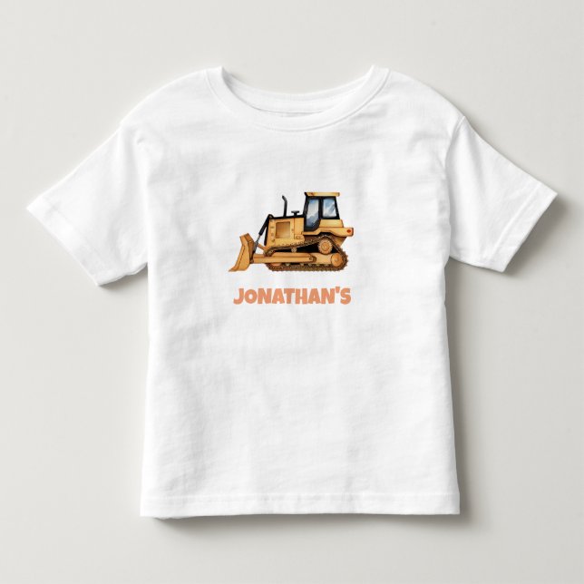 Camiseta Veículo de Construção de Nome Personalizado Bulldo (Frente)