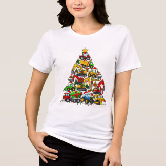 Camiseta Veículo Escavadeira de Construção Árvore de Natal