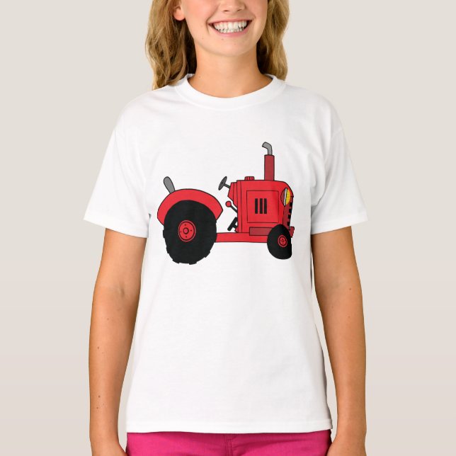 Camiseta Veículo Trator Vermelho da Fazenda (Frente)