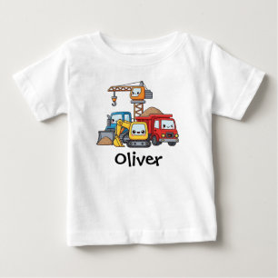 Camiseta Veículos de Construção Fofos