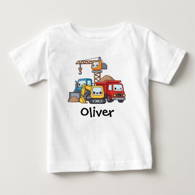 Camiseta Veículos de Construção Fofos (Frente)