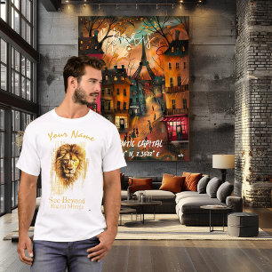 Camiseta Veja além - Espelhamento digital Cyberpunk Lion