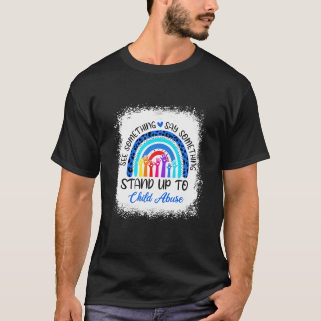 Camiseta Veja Algo, Diga Algo Abuso Infantil Arco-Íris Bl (Frente)