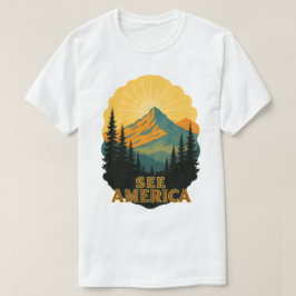 Camiseta Veja América Vintage Mountain Viagem Art