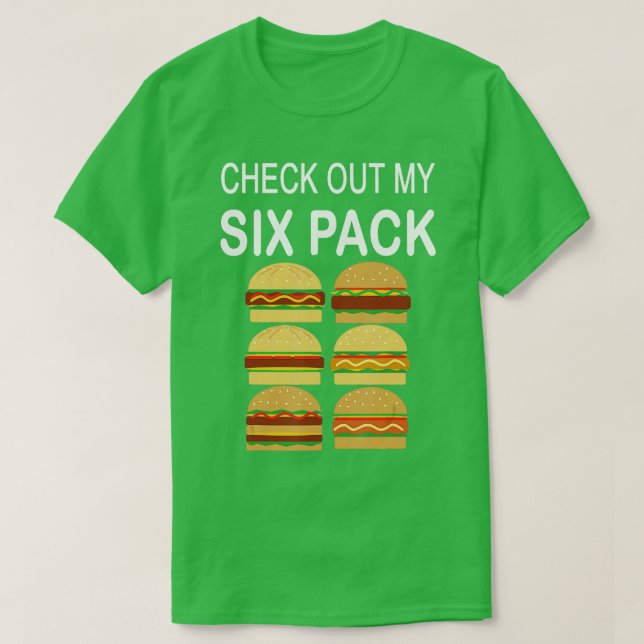 Camiseta Veja Meu Cheeseburger Engraçado De Seis Pacotes (Frente do Design)