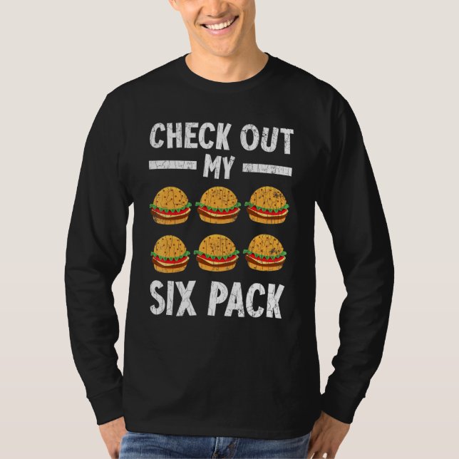 Camiseta Veja Meu Gráfico de Cheeseburger de Seis Pacotes (Frente)